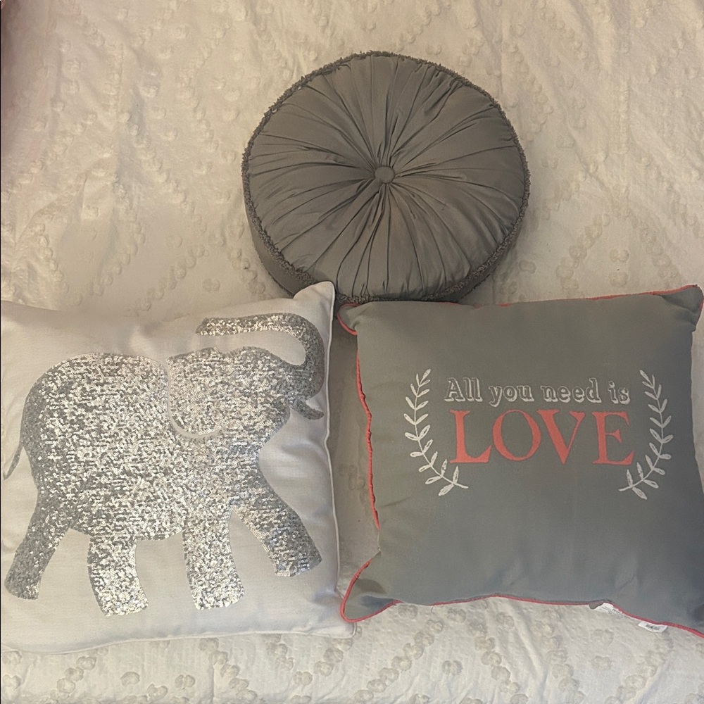Gray and White Decorative Pillow Set